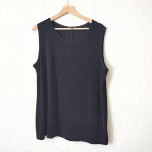 Vikki Vi Top Womens‎ 1X Black Slinky Tank Sleeveless Acetate Made in USA Blouse